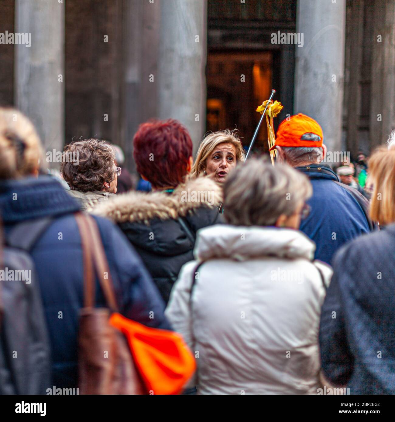 Tourist group with guide in Rome, Italy Stock Photo