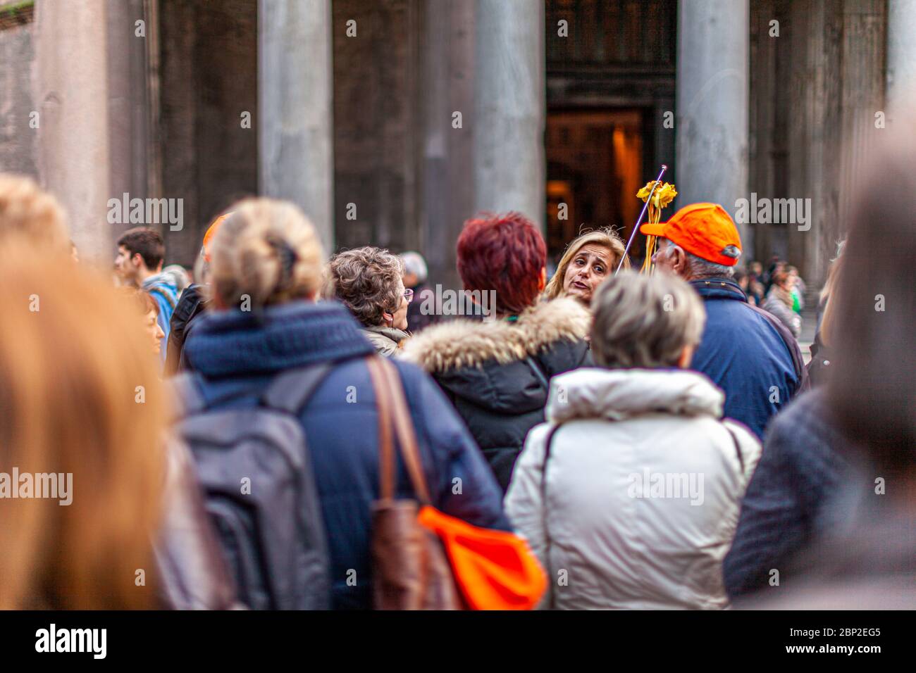 Tourist group with guide in Rome, Italy Stock Photo