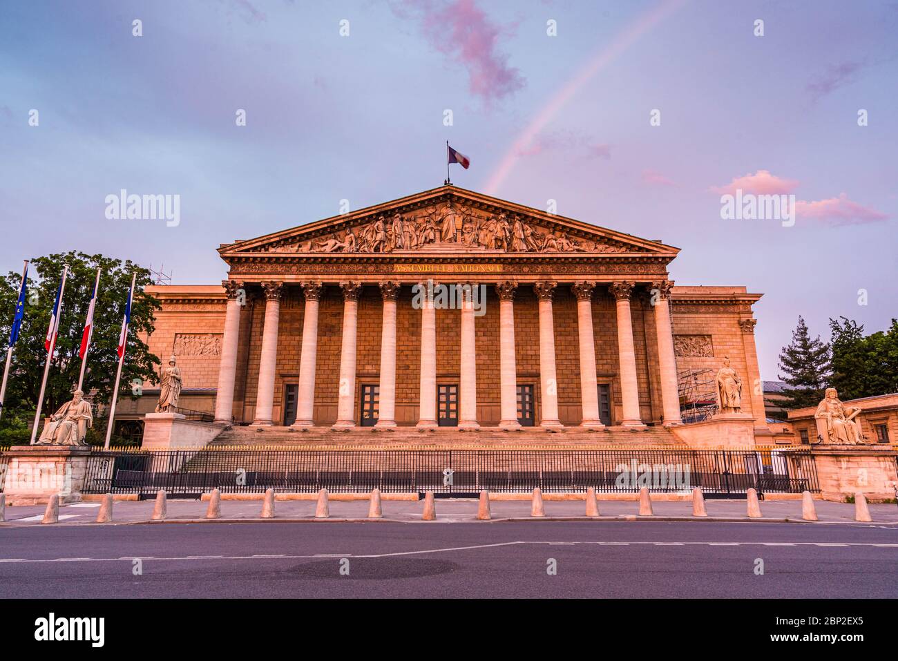 National Assembly ( Bourbon Palace ) during confinement in Paris, April 2020. Stock Photo