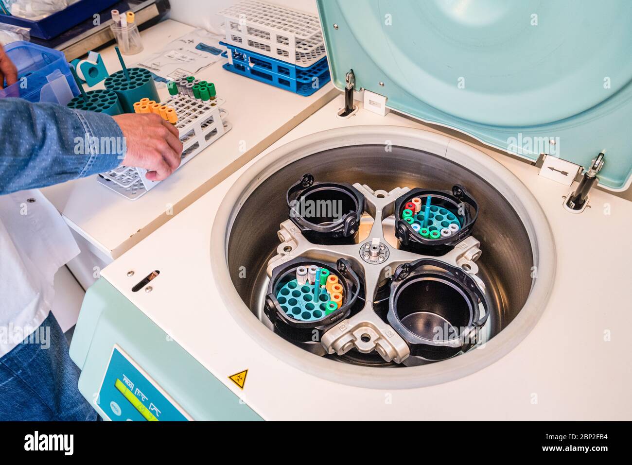 Covid 19 serological tests, centrifugation of blood tubes, medical