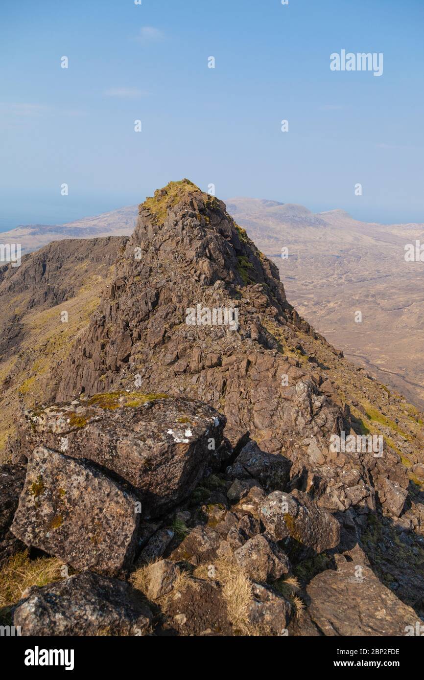 Trollabhal (Trollaval)  (Trallval) is a mountain in the island of Rum Scotland, This is the North West top. Triangular Buttress. Stock Photo