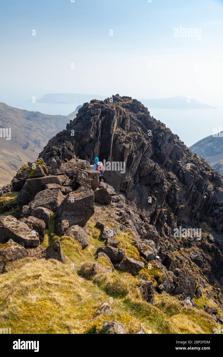 Trollabhal (Trollaval)  (Trallval) is a mountain in the island of Rum Scotland, Trollabhal is one of the finest peaks in the range Stock Photo