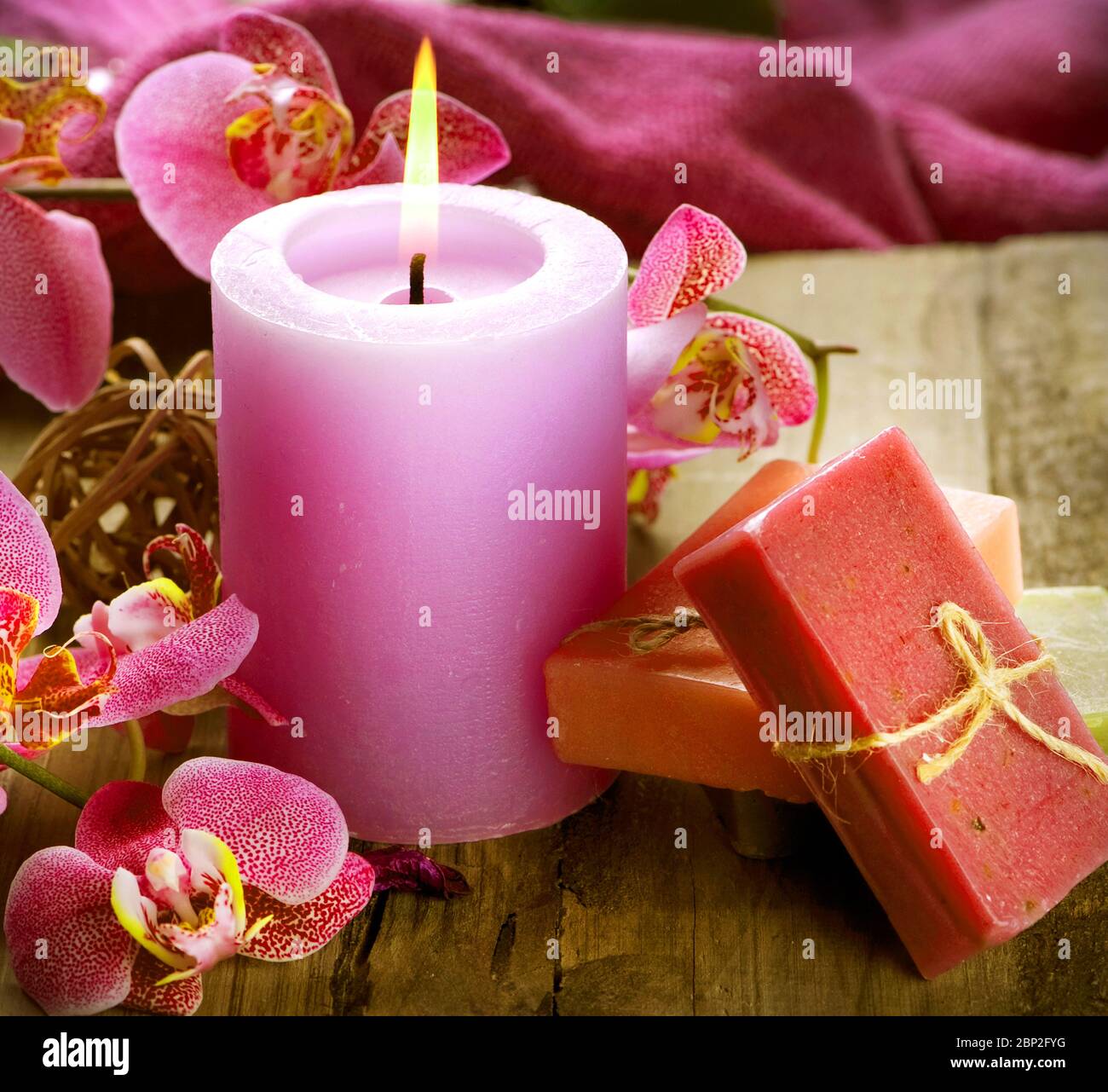 Candles and soap in a health spa Stock Photo Alamy