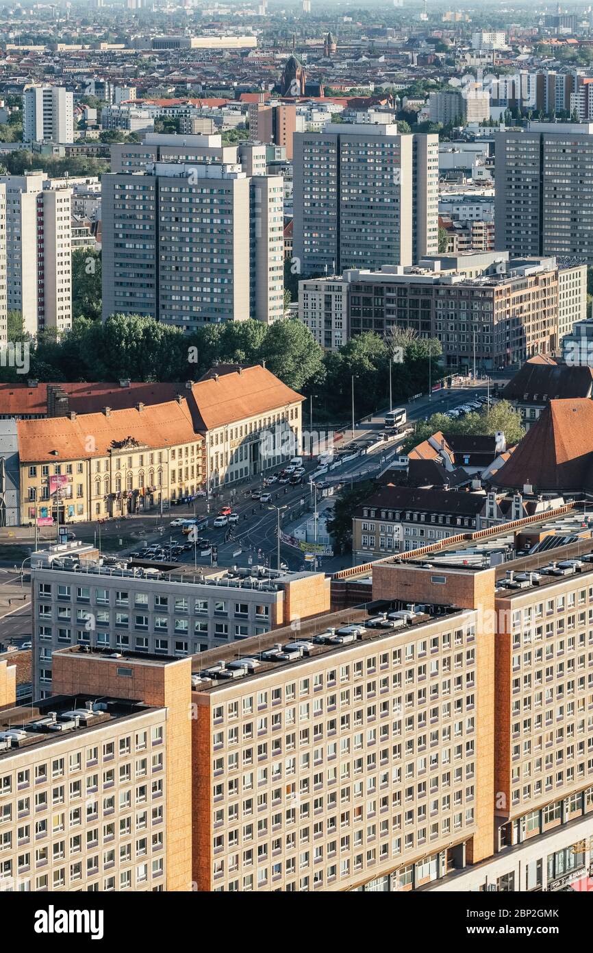 Berlin, Germany - May 18, 2019: Old DDR architecture at Alexanderplatz