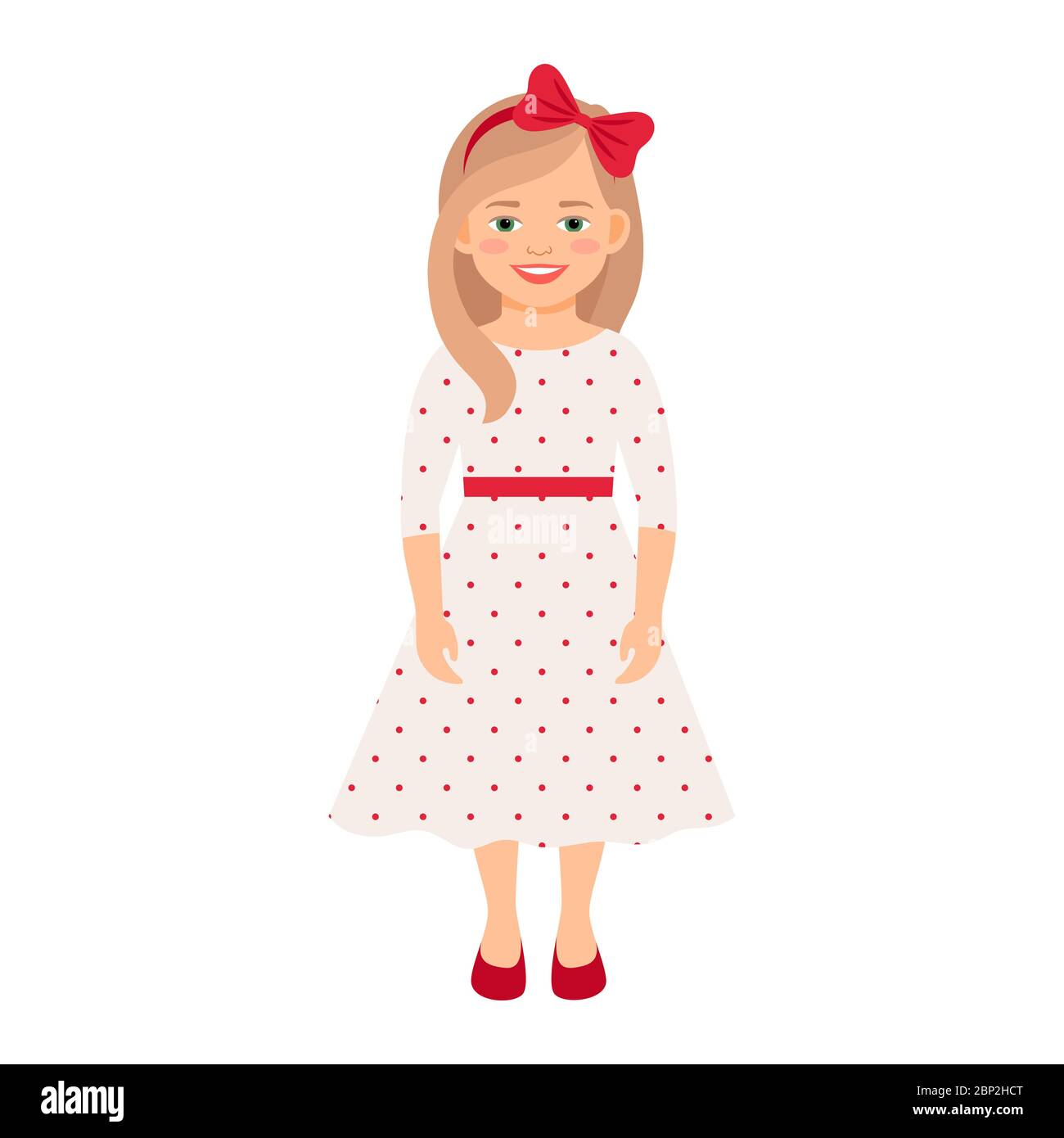 Girl in a summer dress isolated vector illustration on white