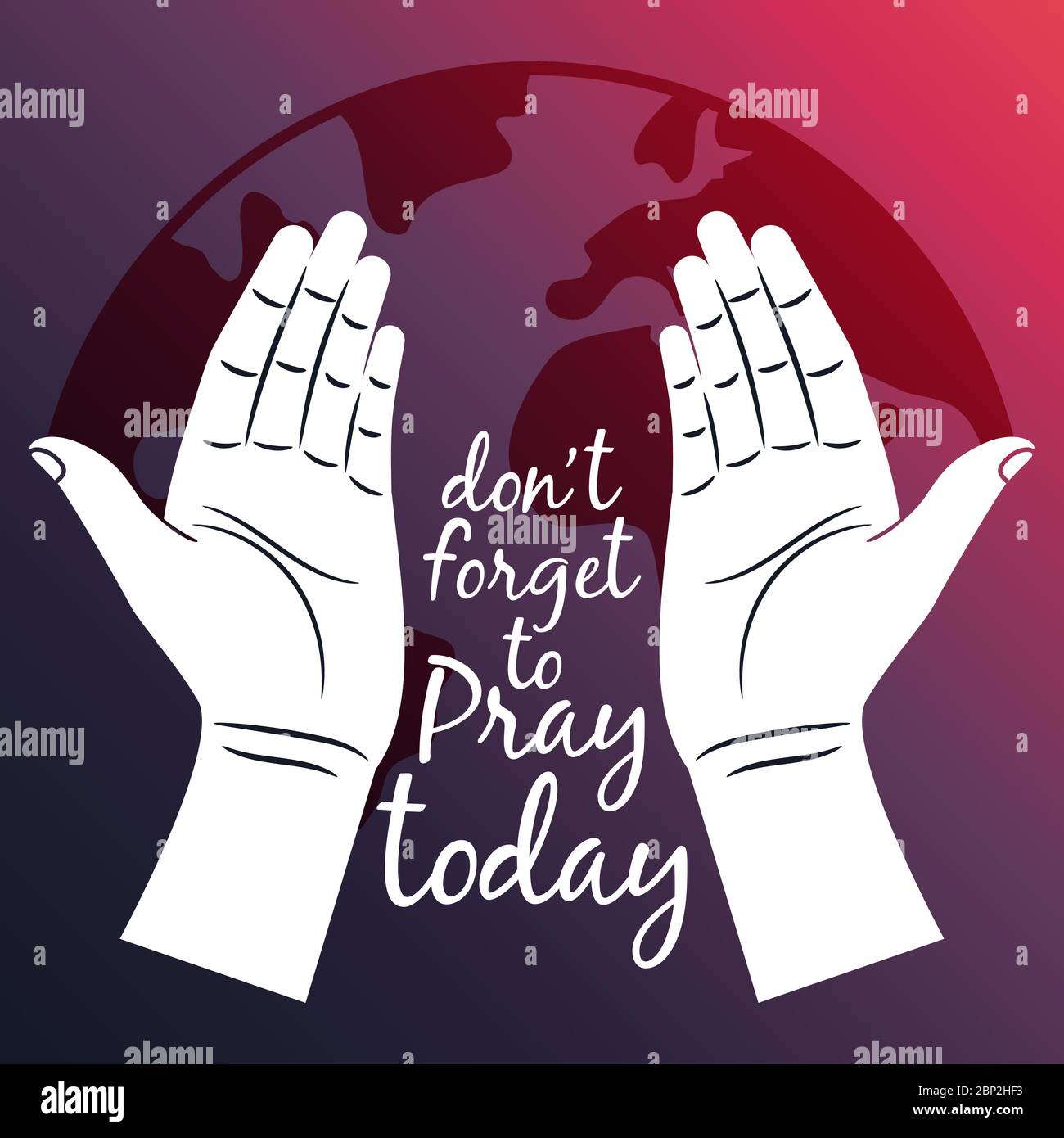 Pray for the World, religion poster vector design with open hands ...