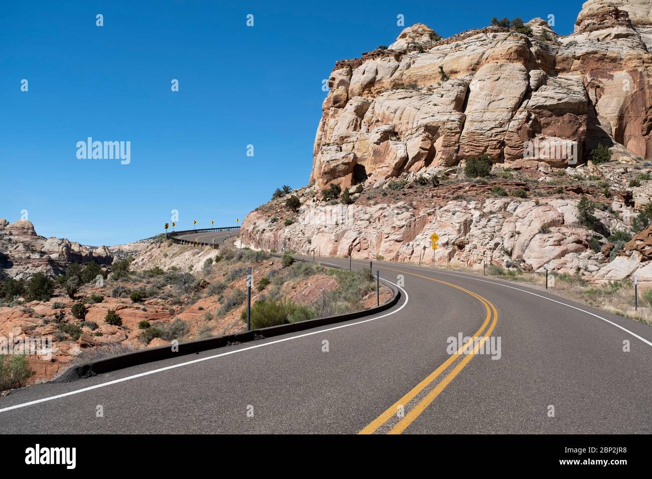 Scenic highway 12 winding through Grand Staircase Escalante national monument in Utah Stock Photo