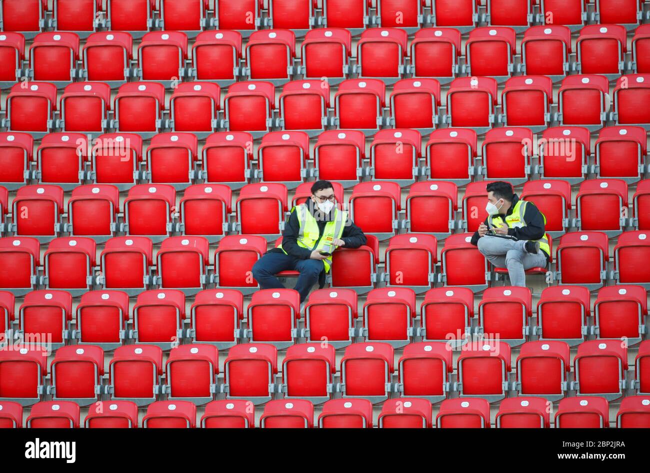Steward in the stands during the German Bundesliga soccer match between Union Berlin and Bayern Munich in Berlin, Germany. Stock Photo
