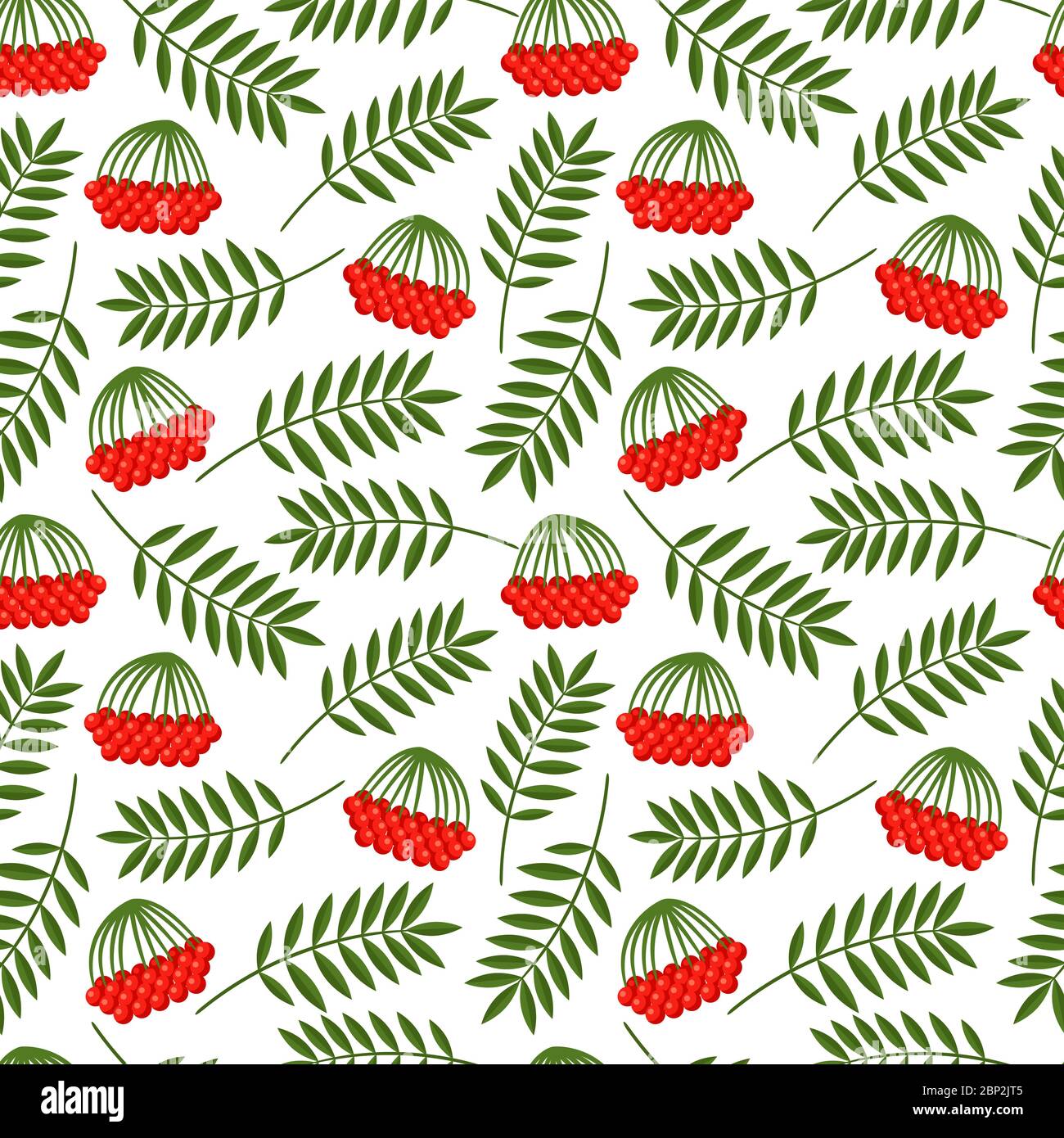 Seamless pattern with vector rowan berries and leaves Stock Vector ...