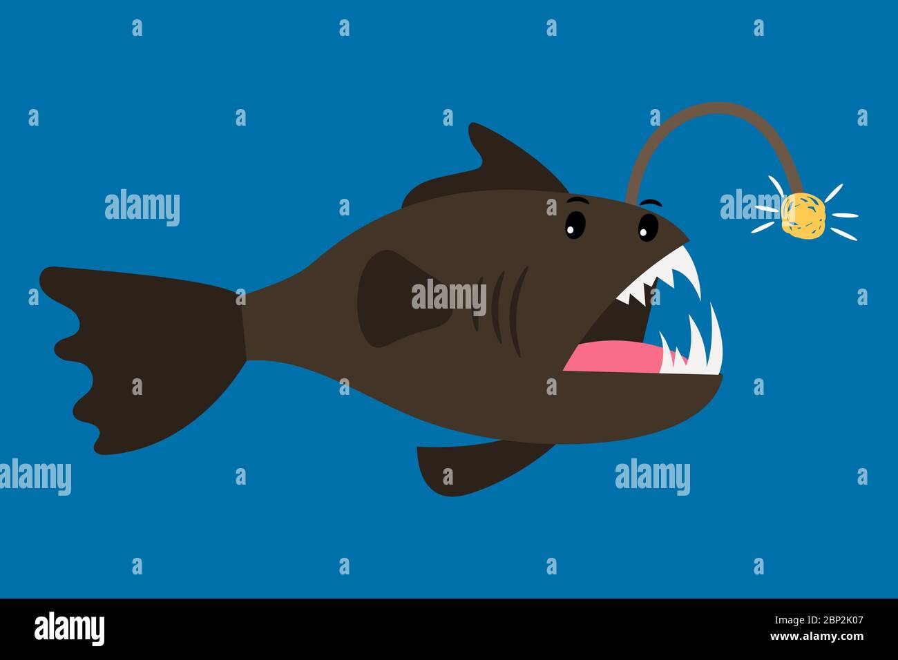 Angler fish cartoon icon on blue background, vector illustration Stock Vector