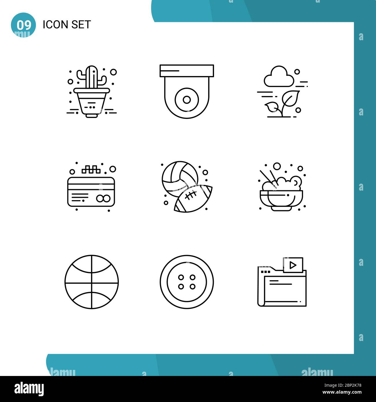 universal icon symbols group of 9 modern outlines of chinese hobbies leaf baseball credit editable vector design elements stock vector image art alamy