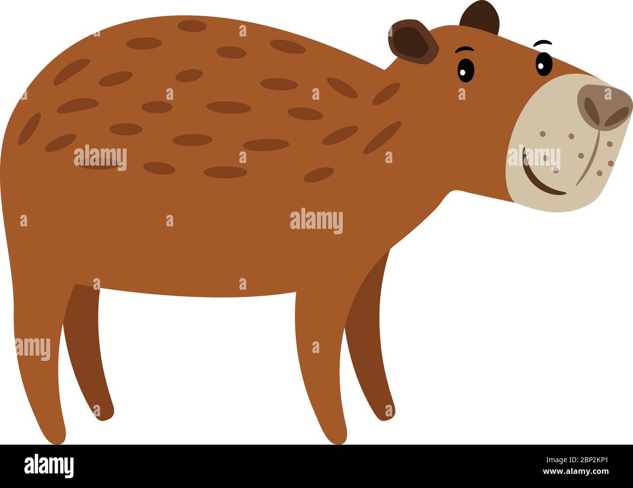 Capybara cute brown cartoon animal icon isolated on white background, vector illustration Stock Vector