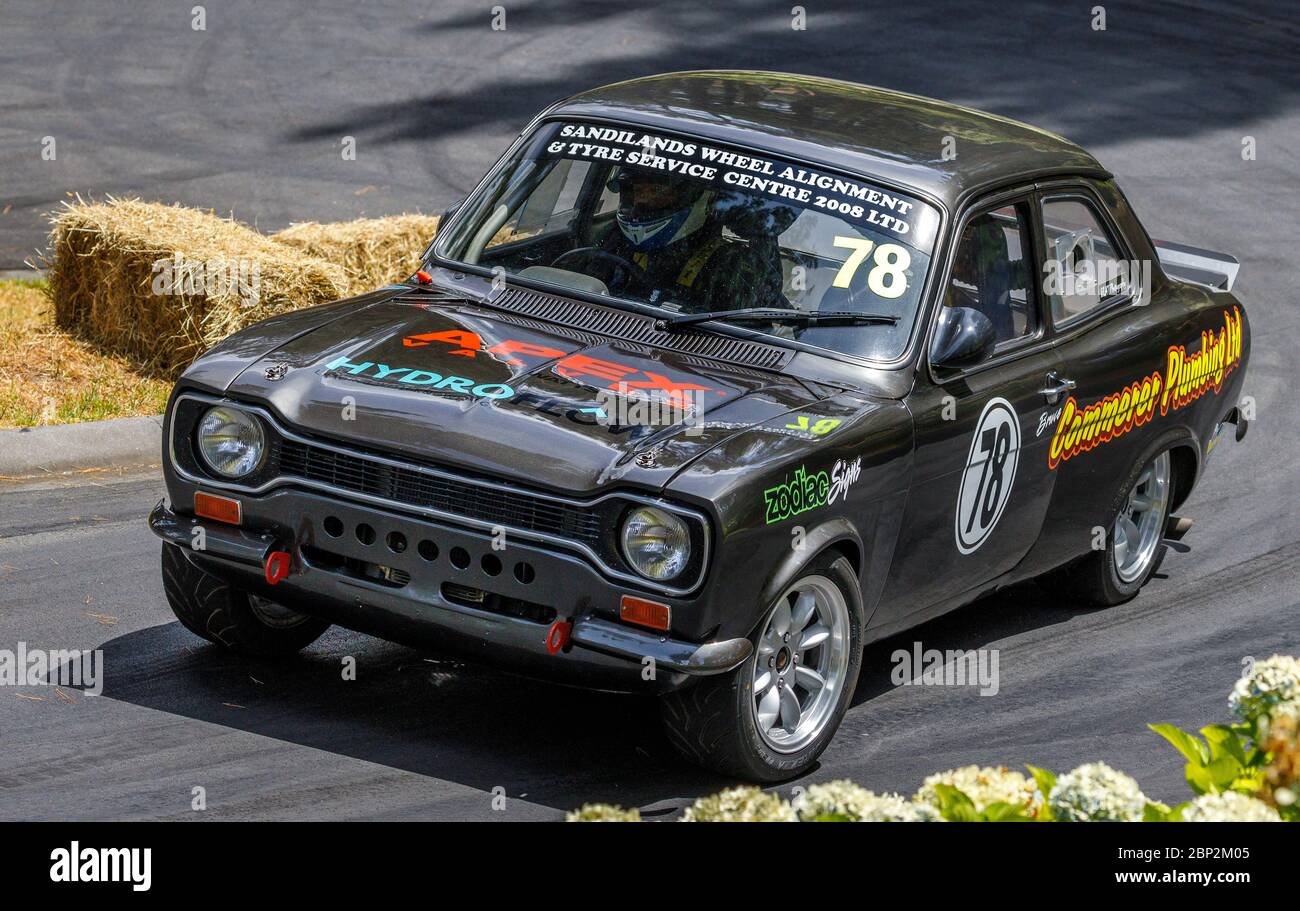 Bruce Commerer in his 1969 Ford Escort Mk1. Stock Photo