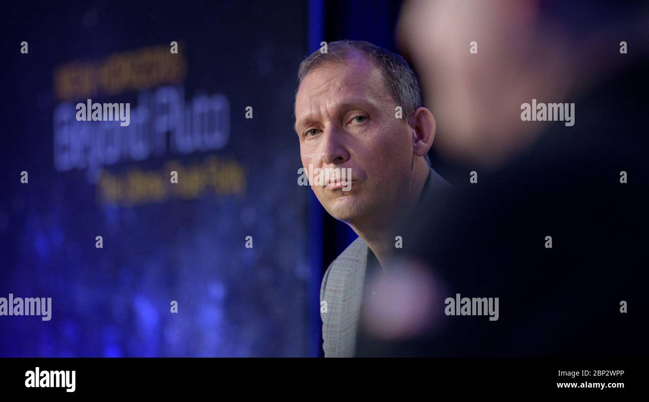 New Horizons Ultima Thule Flyby  Associate Administrator for NASA's Science Mission Directorate Thomas Zurbuchen is seen during a New Horizons briefing, Monday, Dec. 31, 2018 at Johns Hopkins University Applied Physics Laboratory (APL) in Laurel, Maryland. Stock Photo