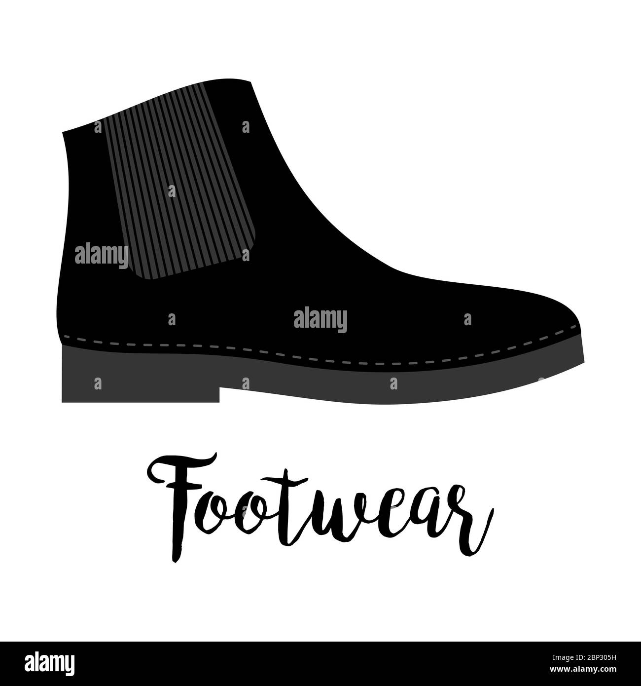 Shoes with text footwear isolated on the white background, vector illustration Stock Vector