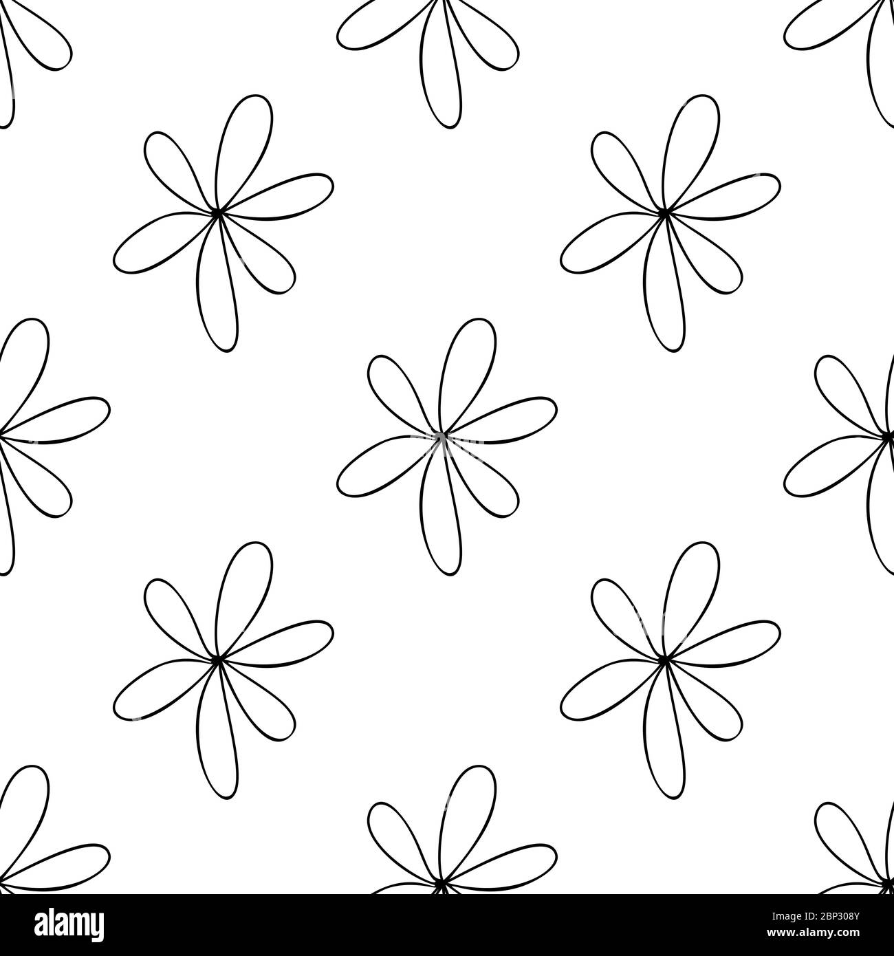 Seamless pattern made from doodle chamomile flowers. Isolated on white ...