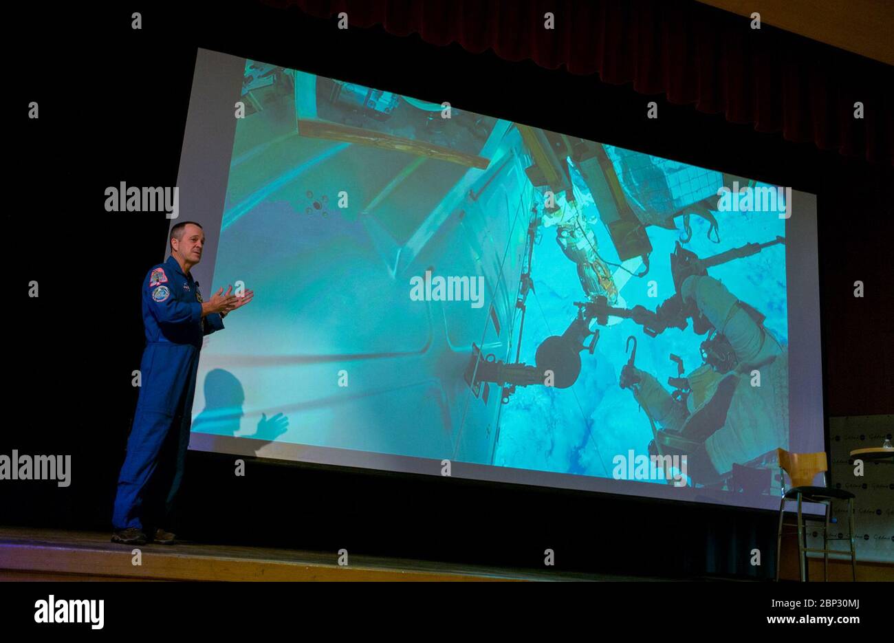 Astronaut Ricky Arnold at GSFC  NASA astronaut Ricky Arnold speaks about his time onboard the International Space Station, Thursday, May 2, 2019 at NASA’s Goddard Space Flight Center in Greenbelt, Md. During Arnold’s 197 days onboard the International Space Station, as part of Expeditions 55 and 56, he ventured outside the space station on three spacewalks in addition to conducting numerous experiments and educational downlink events. Stock Photo