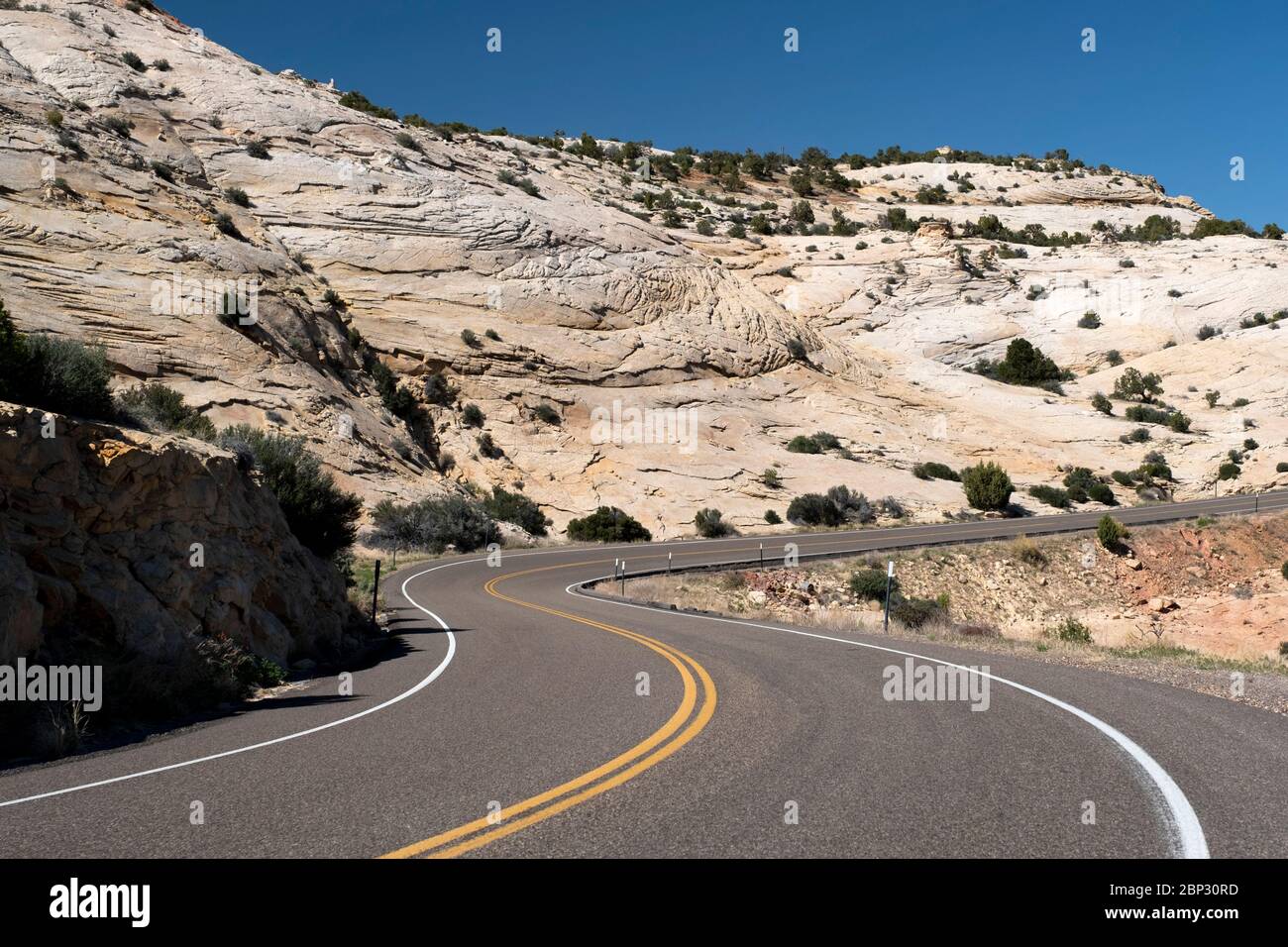 Twisting stretch of scenic highway 12 in Escalante, Utah Stock Photo