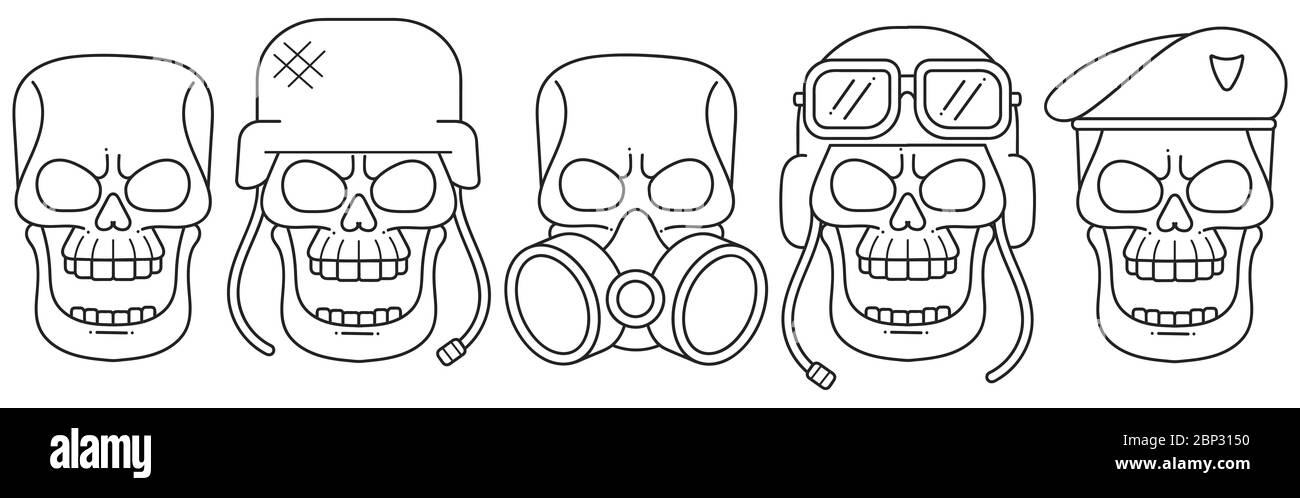 Hand-drawn Anatomical Skulls Vector Set. Vector Icon For Web Design Isolated On White Background Stock Vector