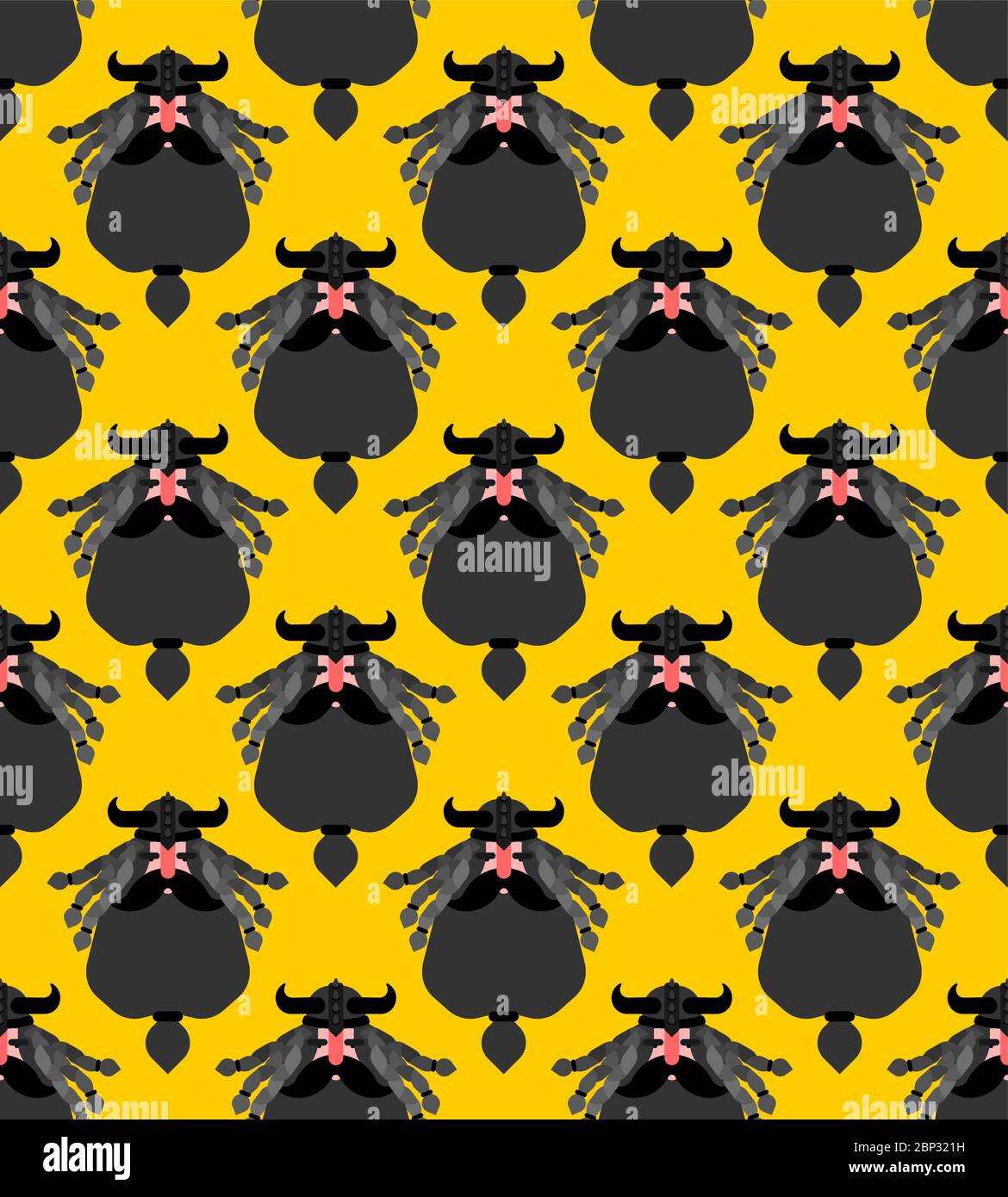 Viking pattern seamless. Battle gnome with beard background. vector texture Stock Vector