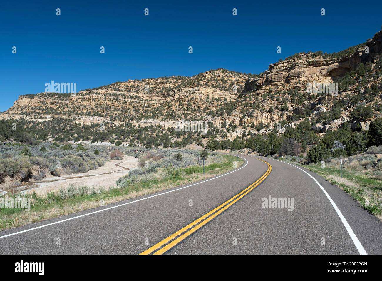 View looking down scenic byway hwy 12 near Escalante, Utah Stock Photo