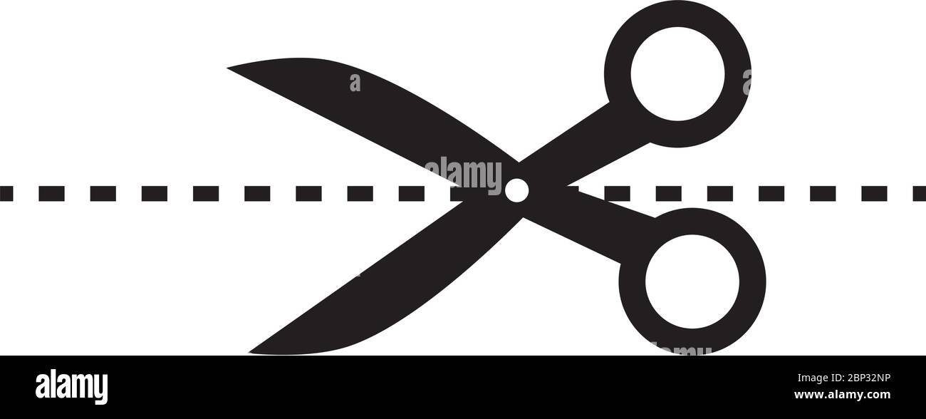 Scissors with cut lines icon vector illustration on white Stock Vector