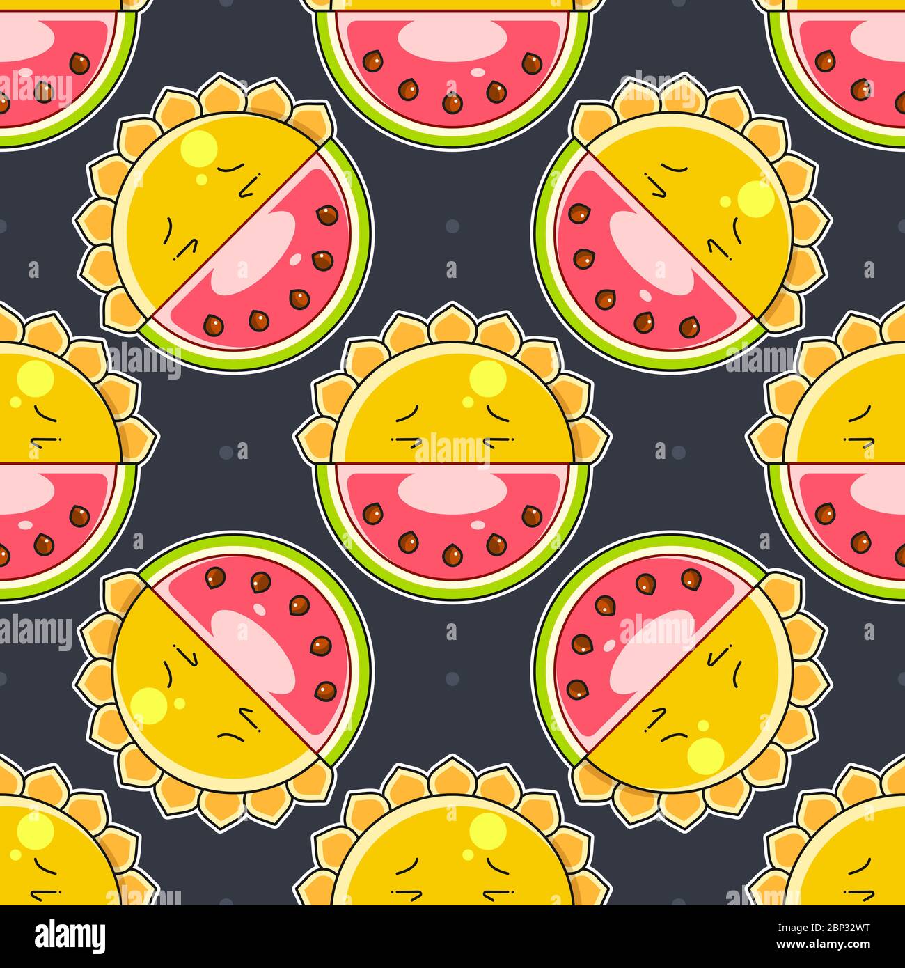 Seamless Background With Watermelon Slices. Vector Illustration. Stock Vector