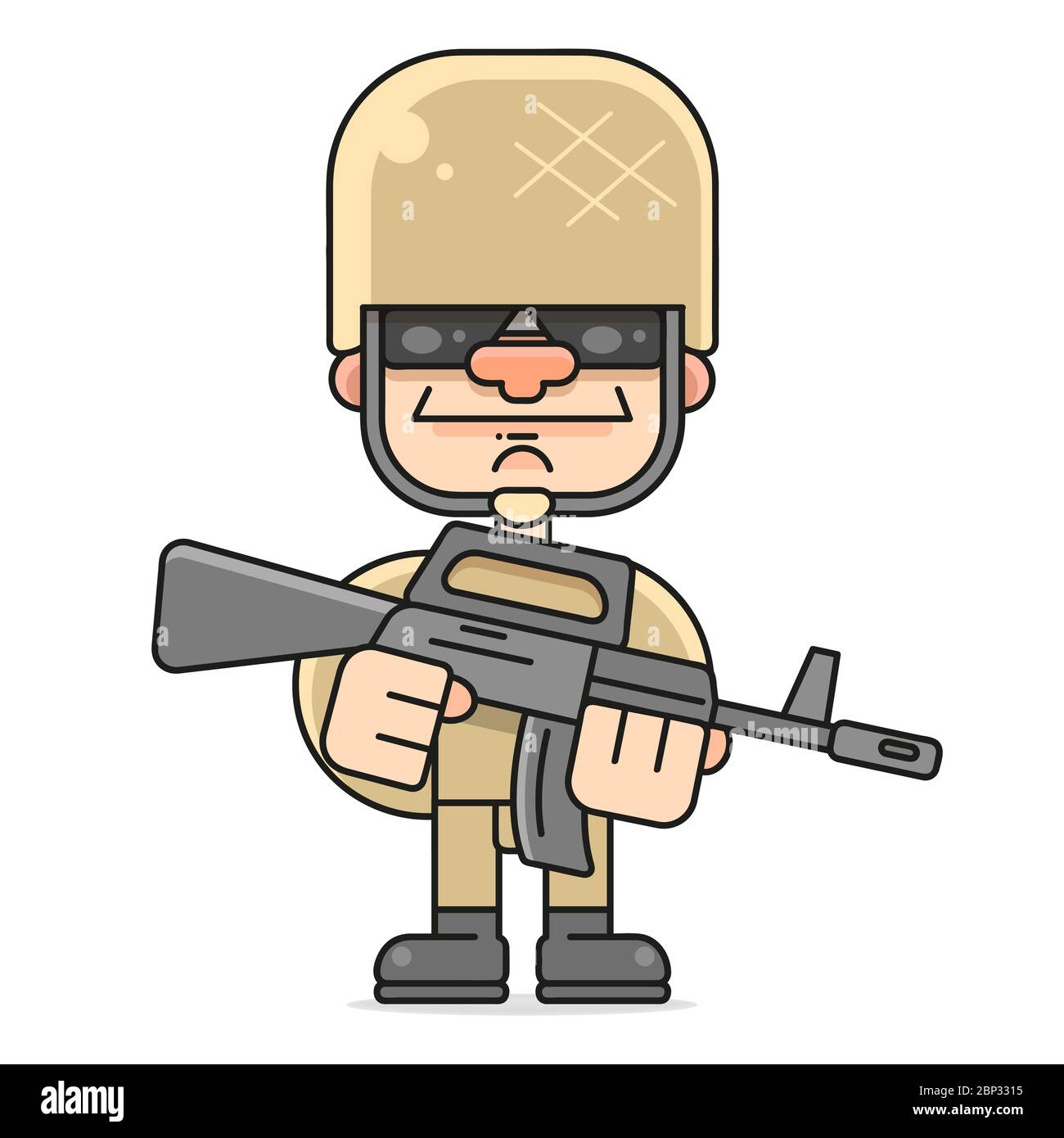 Soldier In Uniform With Weapons Vector Illustration On A White Background Stock Vector
