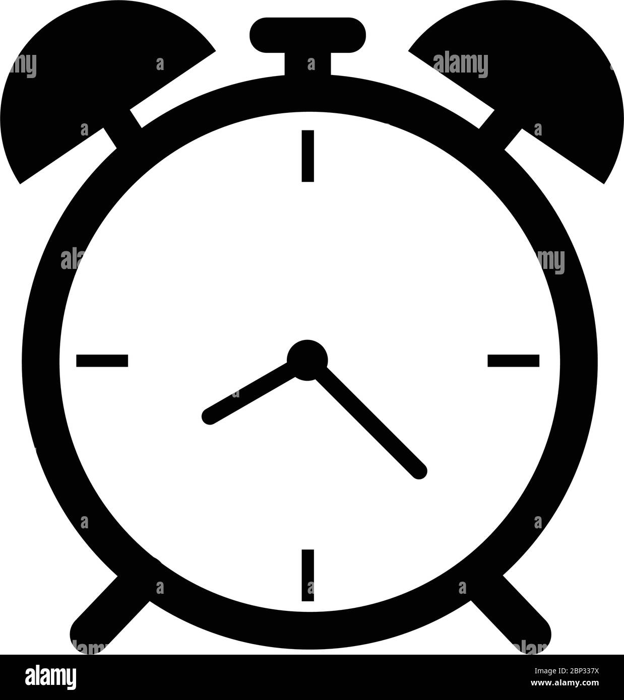Black alarm clock icon isolated on white background time sign Stock ...