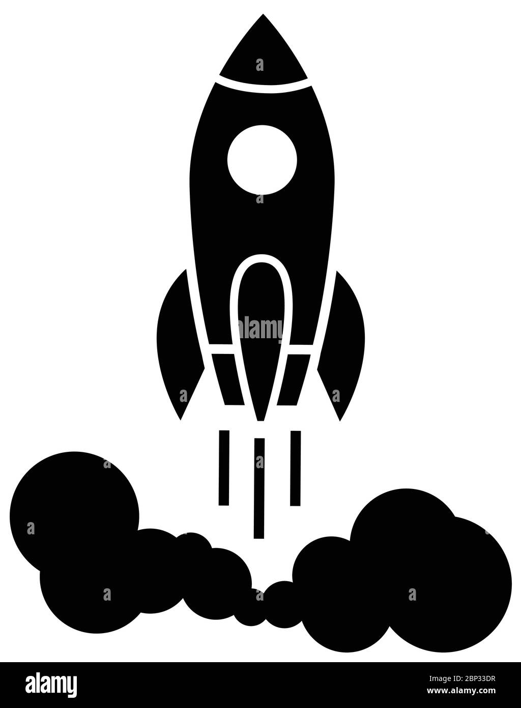 Rocket ship icon flat startup concept vector illustration flying Stock