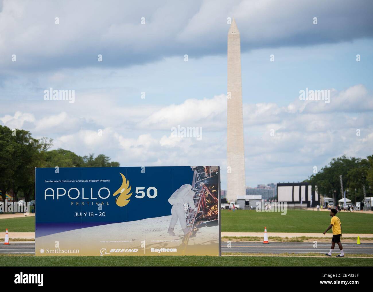 A visitor explores an exhibit at the Apollo 11 50th Anniversary ...