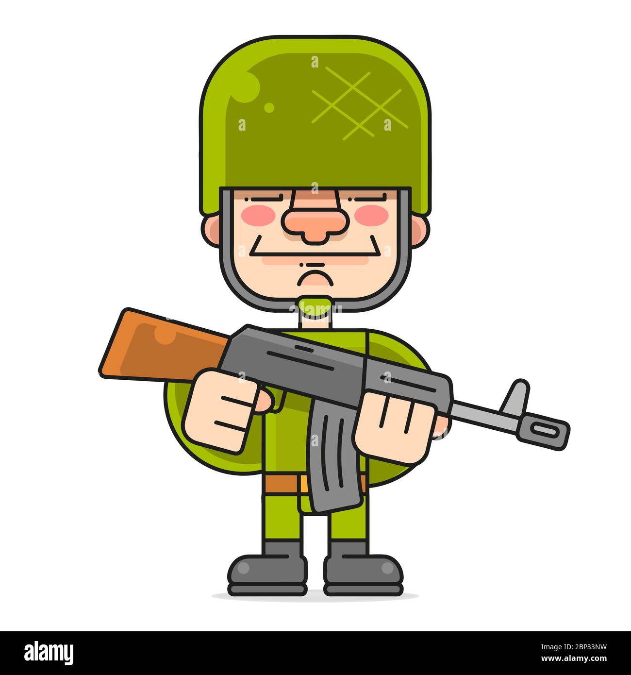 Special Forces In A Hard Hat. Vector Character On A White Background Stock Vector