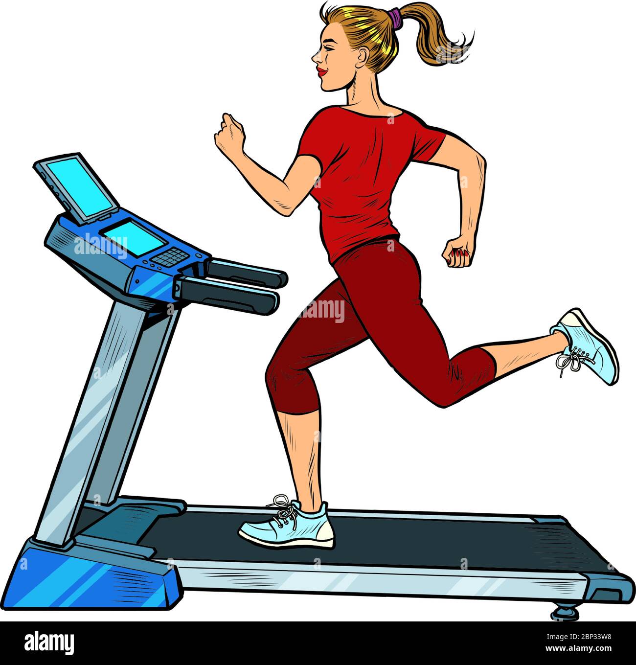 treadmill, sports equipment for training. fitness room Stock Vector