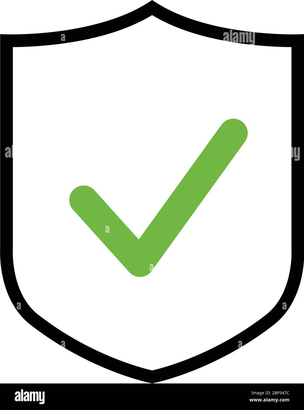 Shield vector icon with green check mark symbol, concept security sign