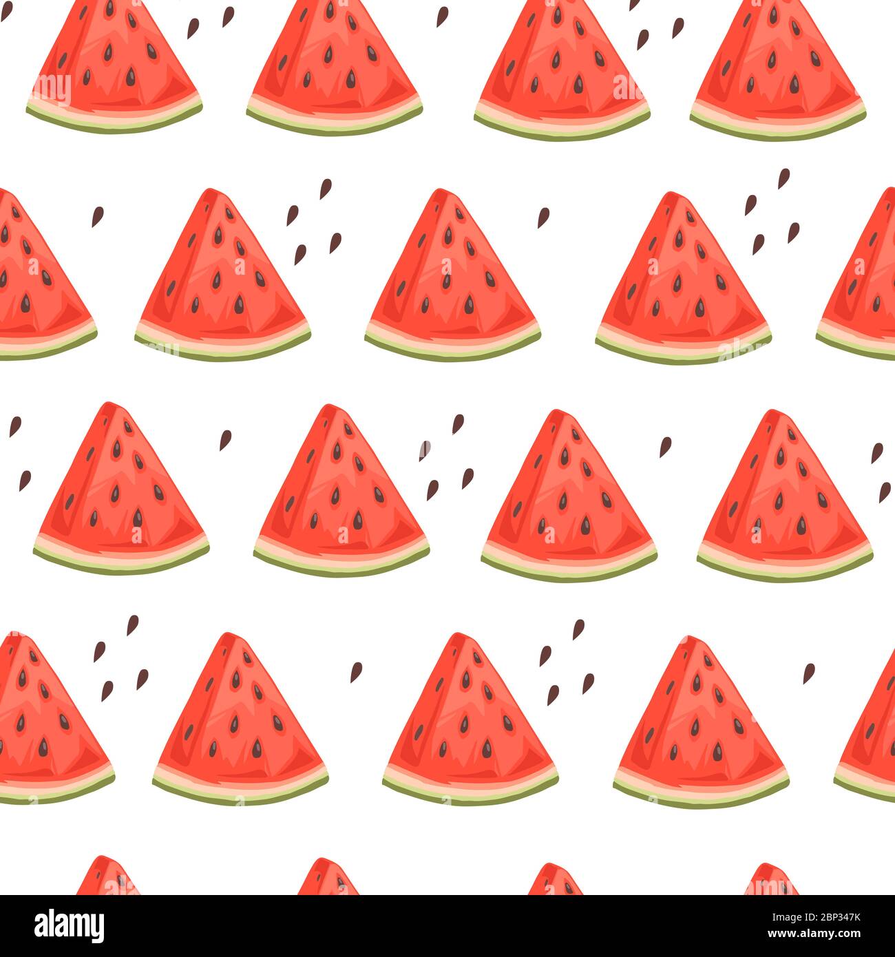 Seamless pattern of chopped slices of watermelon with seeds flat vector ...
