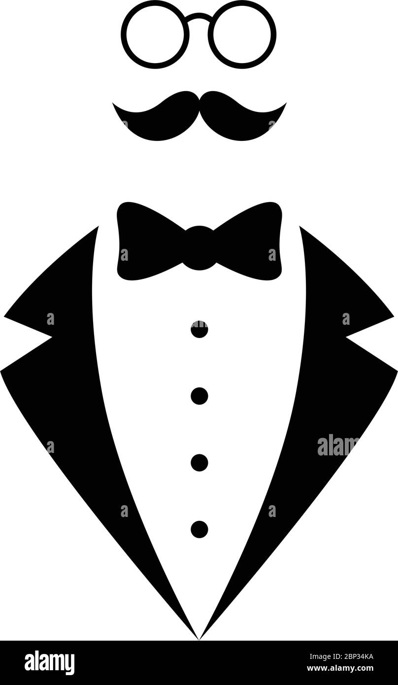 illustration of black suit with bow tie blazer vector illustrati, Stock  vector