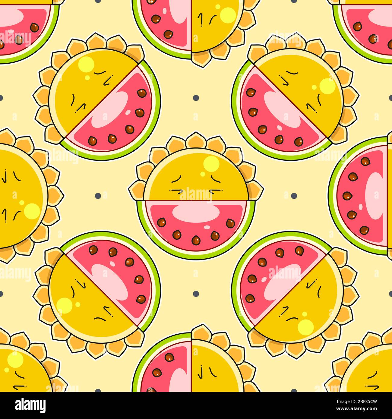 Fruity Seamless Vector Pattern Paint Textured Watermelon Pieces. Nice Background Stock Vector
