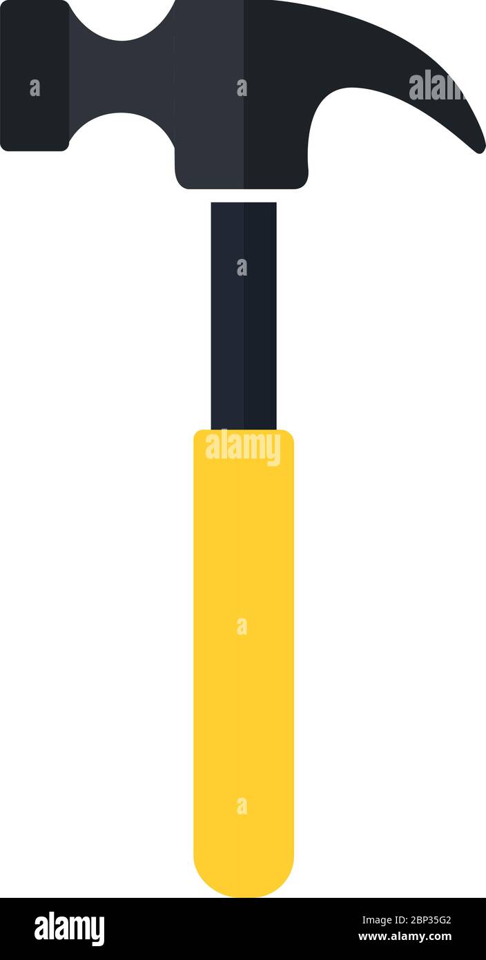 Hammer flat icon silhouette isolated on a white background vector Stock Vector