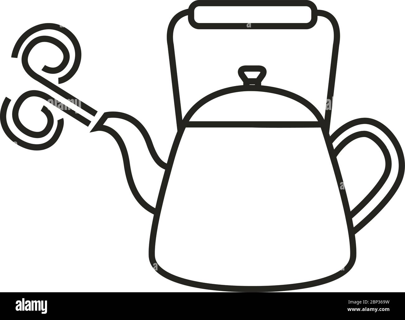 vector teapot kettle line icon isolated on white Stock Vector