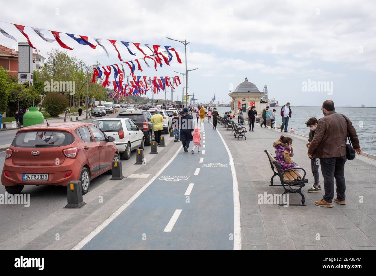 ISTANBUL,TURKEY,MAY 13,2020 The children took fresh air with their