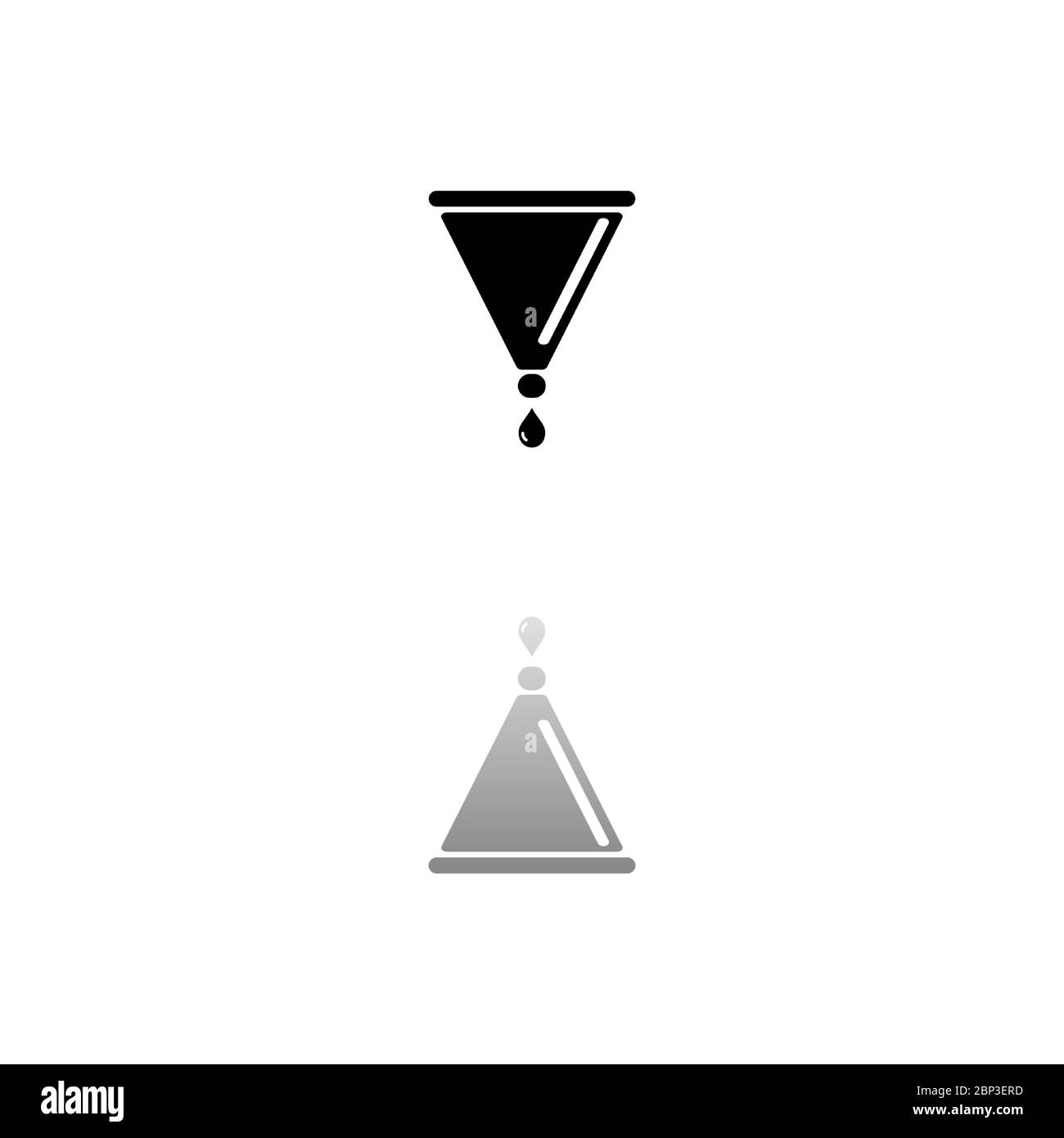 Filter funnel. Black symbol on white background. Simple illustration. Flat Vector Icon. Mirror Reflection Shadow. Can be used in logo, web, mobile and Stock Vector