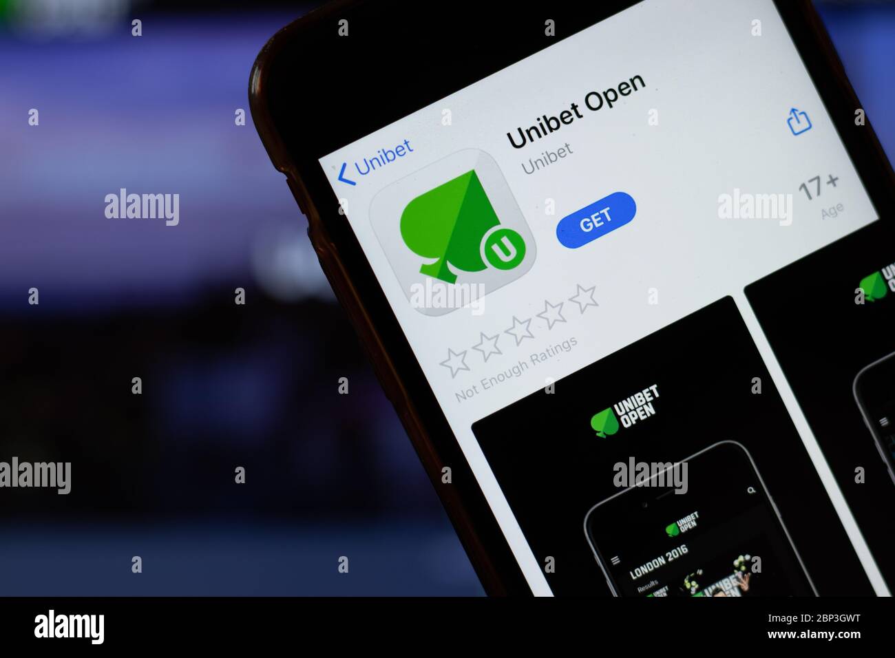 New York, USA - 15 May 2020: Unibet Open mobile app logo on phone screen,  close-up icon, Illustrative Editorial Stock Photo - Alamy