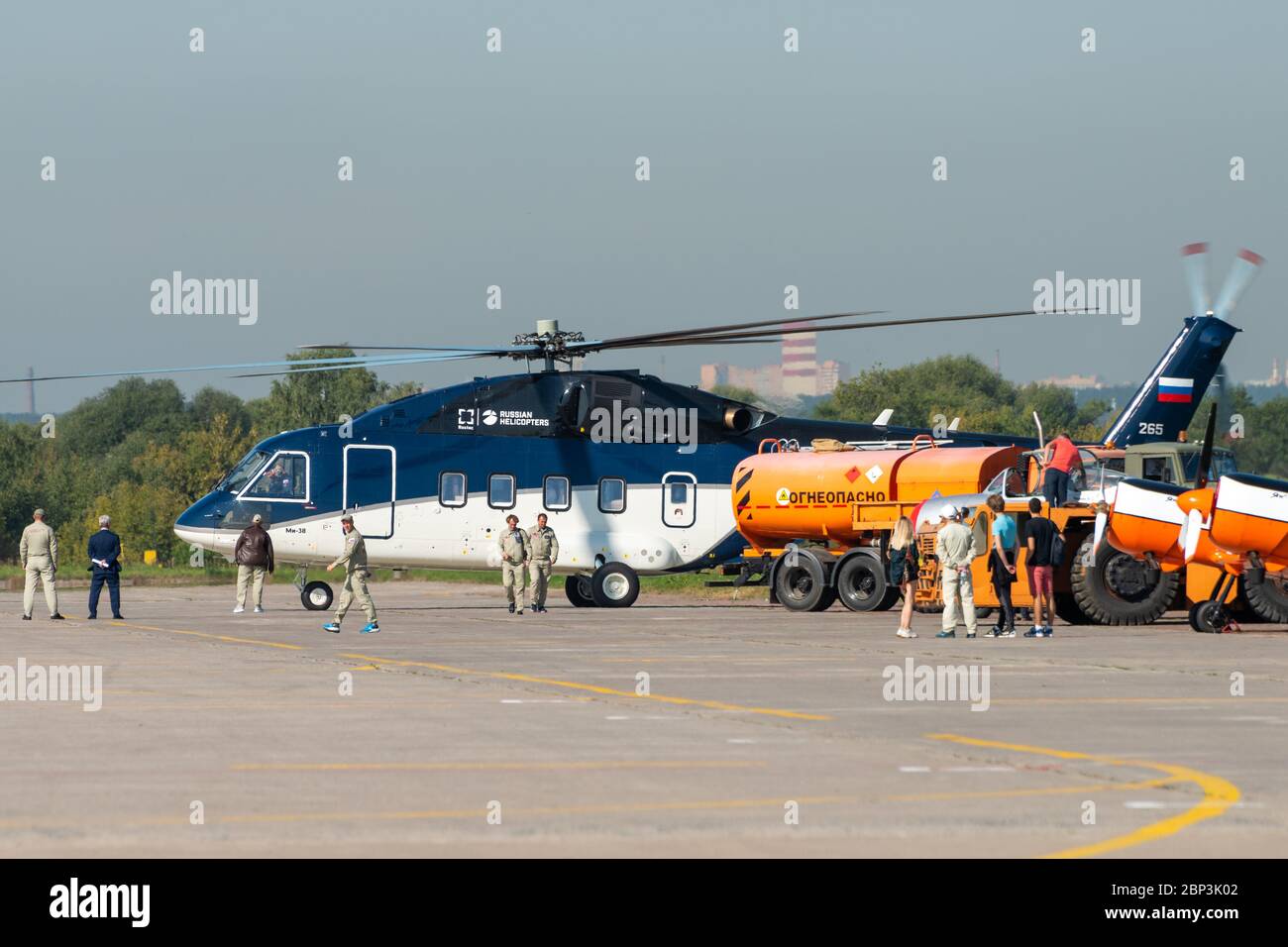 August 30, 2019. Zhukovsky, Russia. Russian medium multi-purpose helicopter Mil Mi-38 at the International Aviation and Space Salon MAKS 2019. Stock Photo