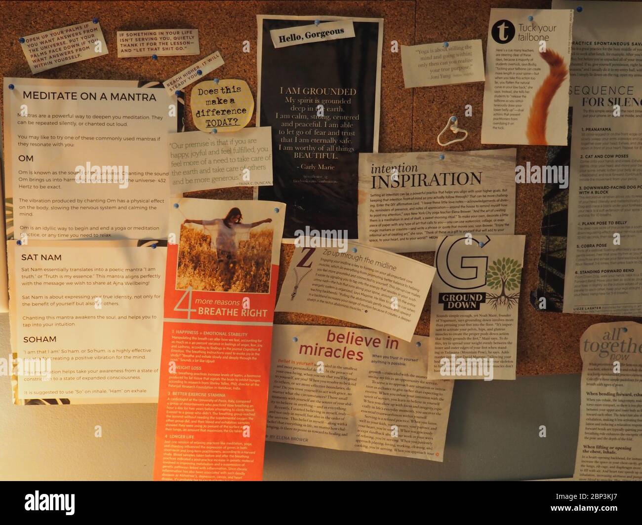 Yoga and Meditation Practice Bulletin Board Stock Photo - Alamy
