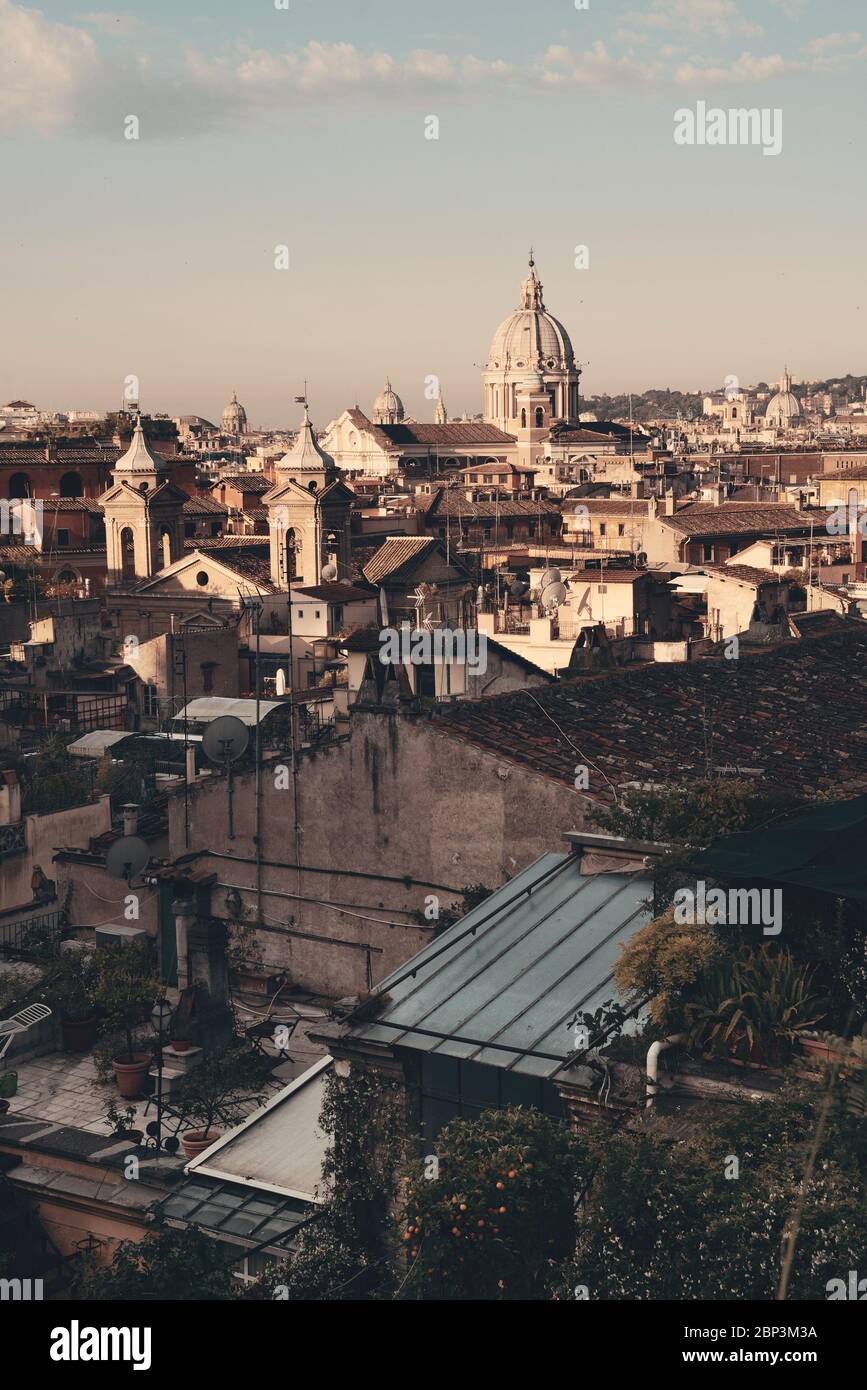 Rome rooftop view with ancient architecture in Italy Stock Photo - Alamy