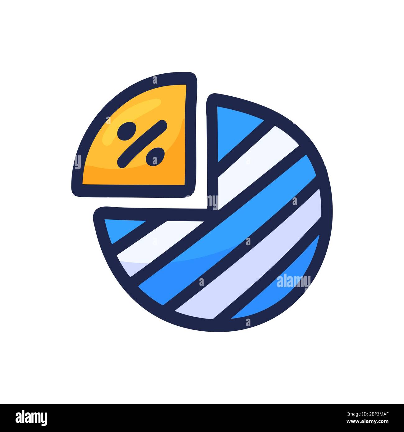 Pie chart with dollar outline vector doodle icon. Thin line cartoon pie ...