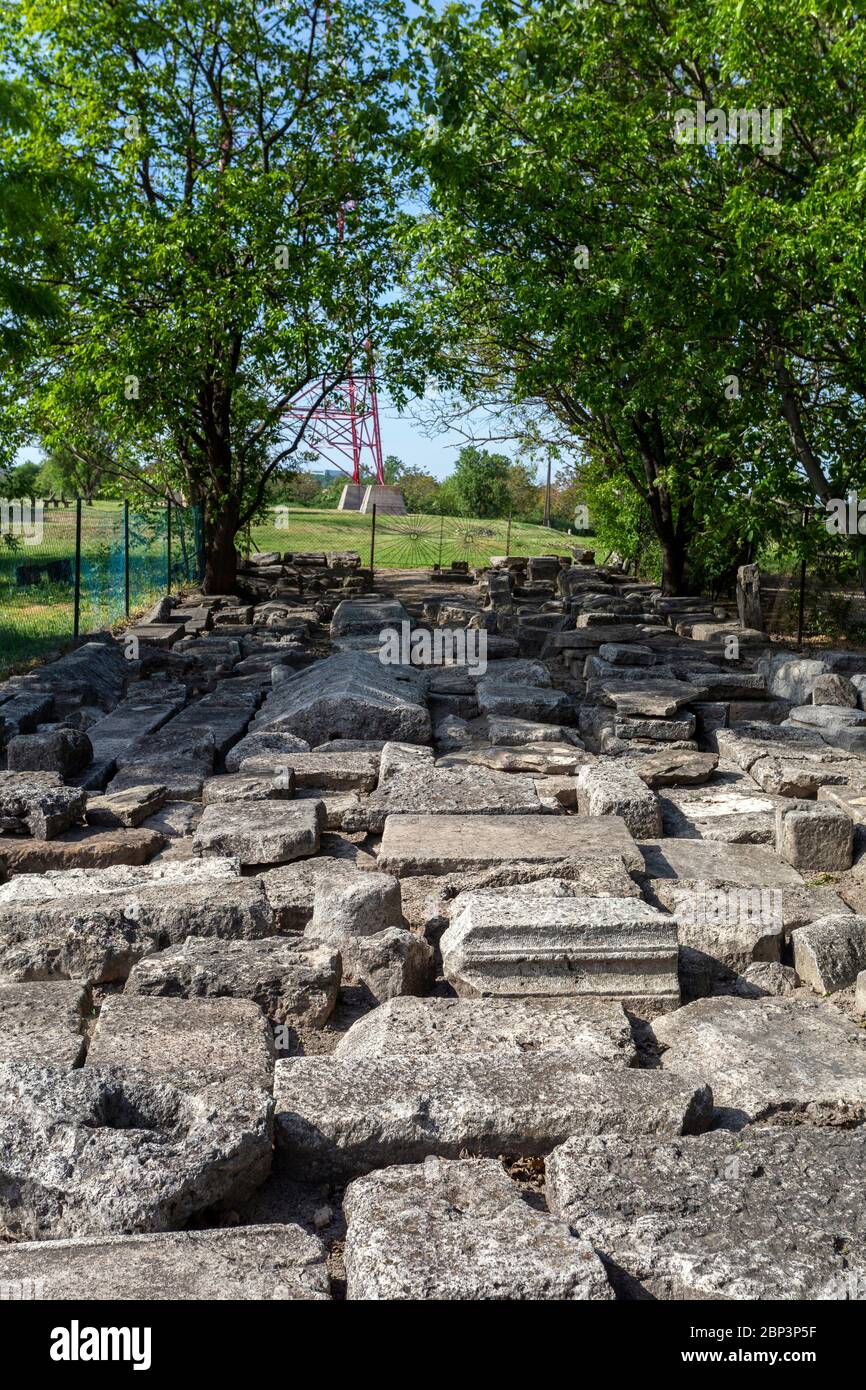 Ruin garden of Intercisa, an ancient roman military town in Dunaujvaros ...