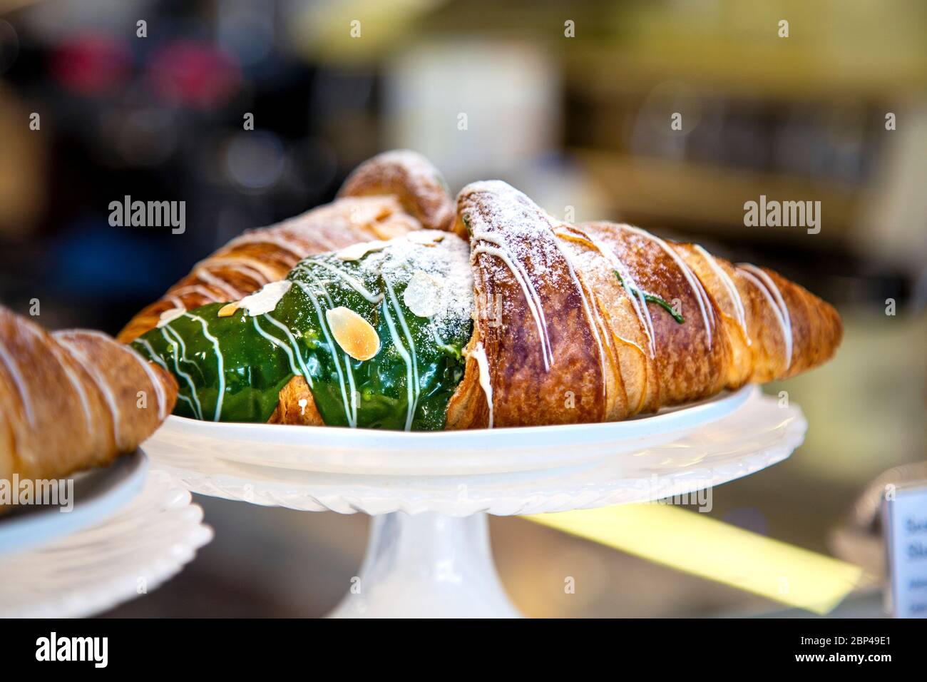 Matcha croissant at Japanese patisserie WA cafe in Covent Garden, London, UK Stock Photo Alamy