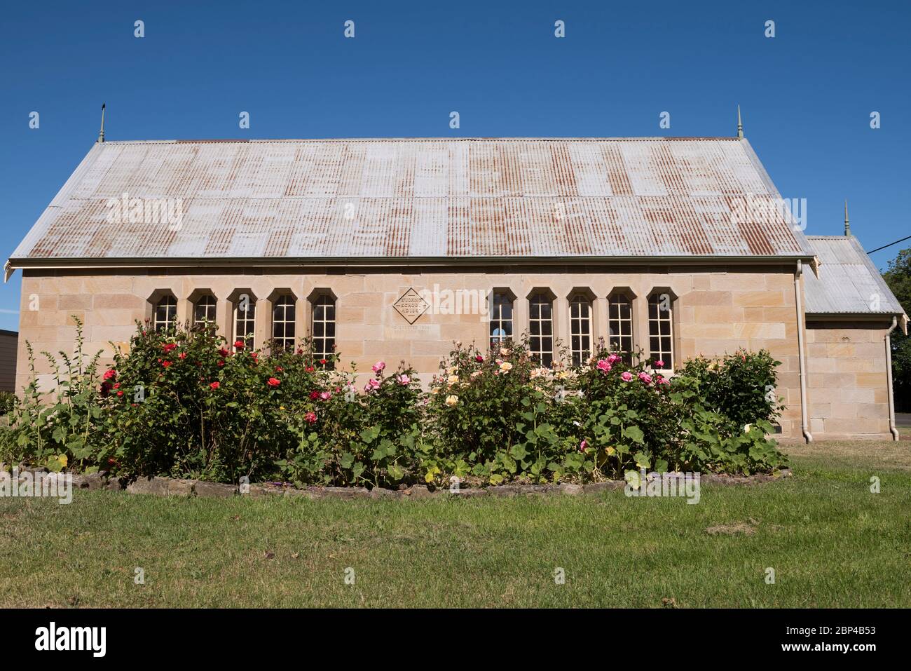 The Former St Johns School House (1847), Ross, Tasmania, Australia. Stock Photo