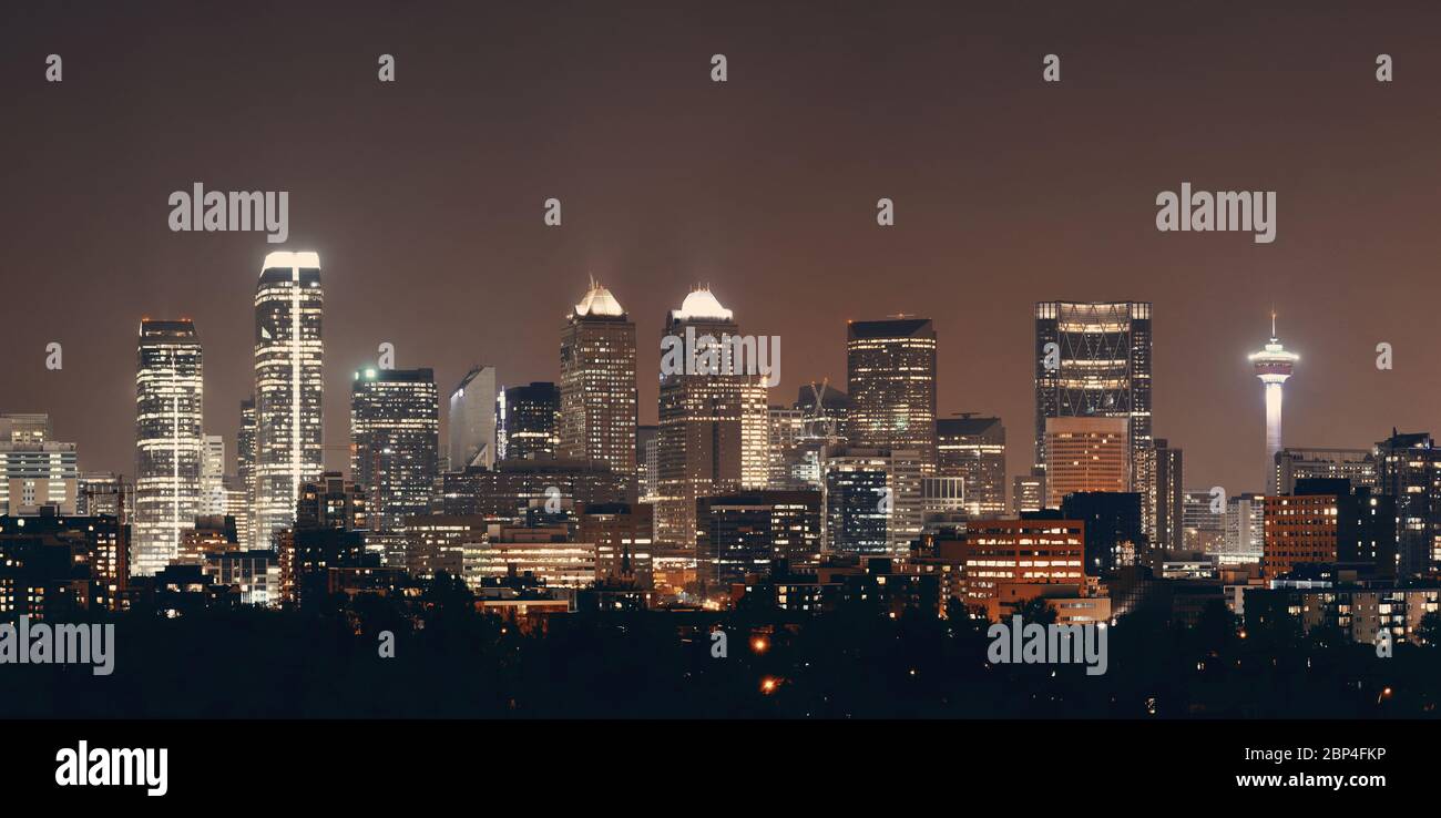 Calgary skyline in alberta at night hi-res stock photography and images ...